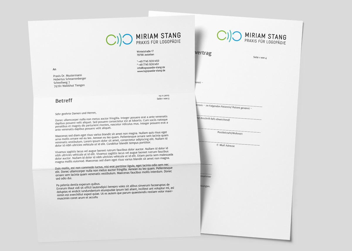 Briefpapier Praxis für Logopädie Miriam Stang