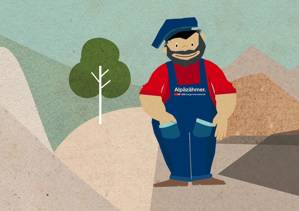 Lokomotivführer Illustration SBB Cargo International Alpäzähmer