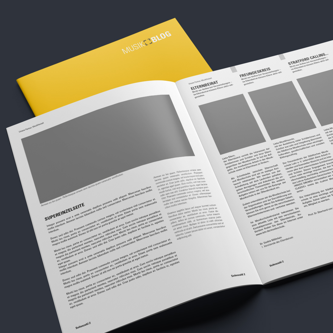 Musikschule Lahr Magazingestaltung Gestaltungsraster