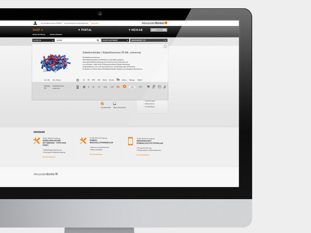 Alexander Bürkle Webseite Shop Design