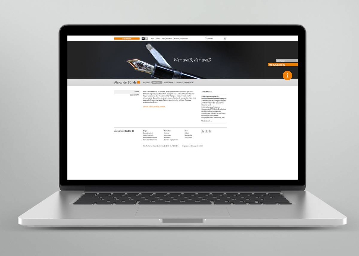 Alexander Bürkle Webseite Design