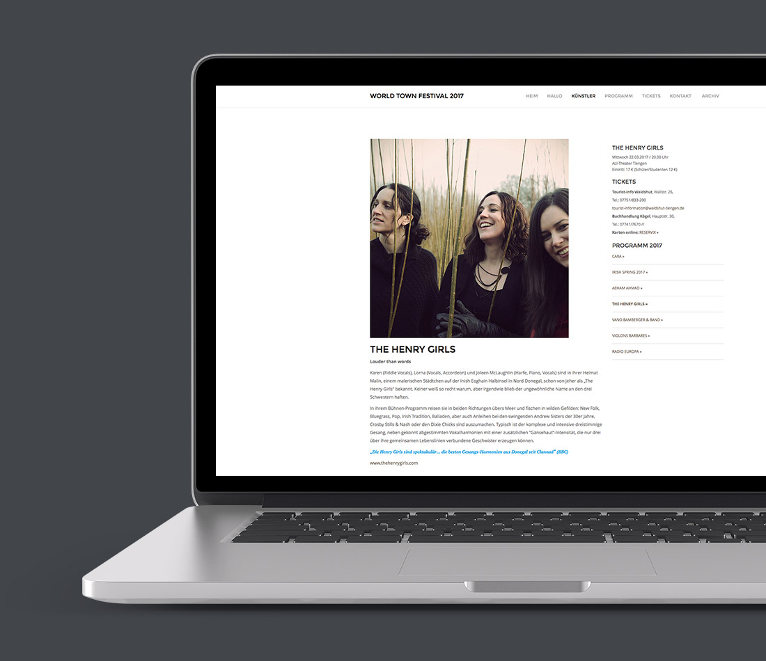 Internetauftritt World Town Festival 2017 Waldshut-Tiengen Kulturamt